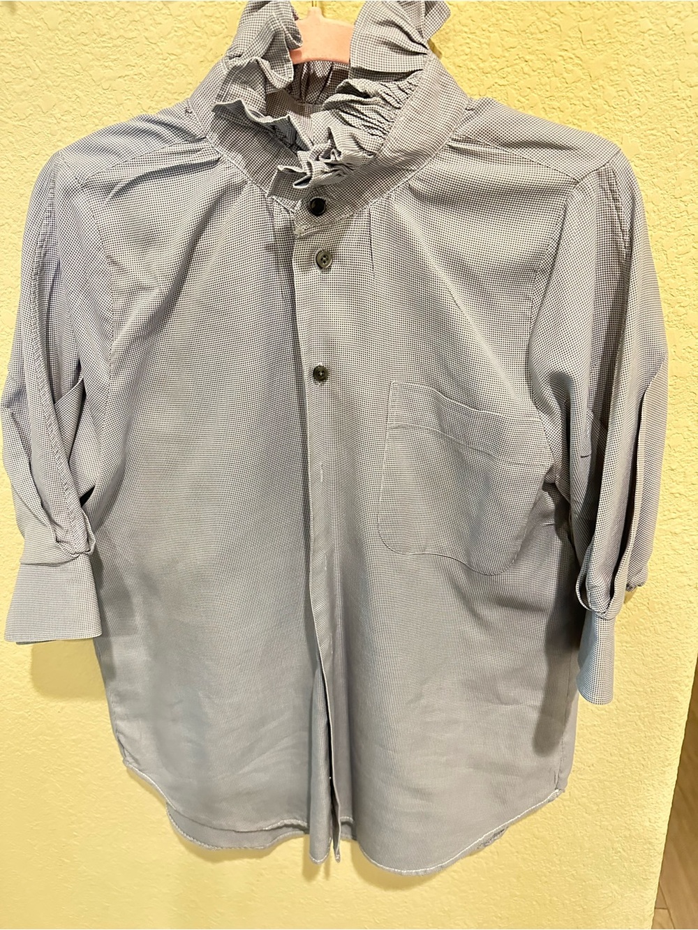 KMJ Ruffled Collar Light Blue Women's Blouse